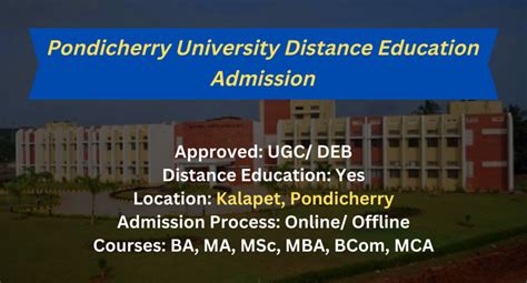 pu dde|Pondicherry University Distance Education: Admission 2024, .